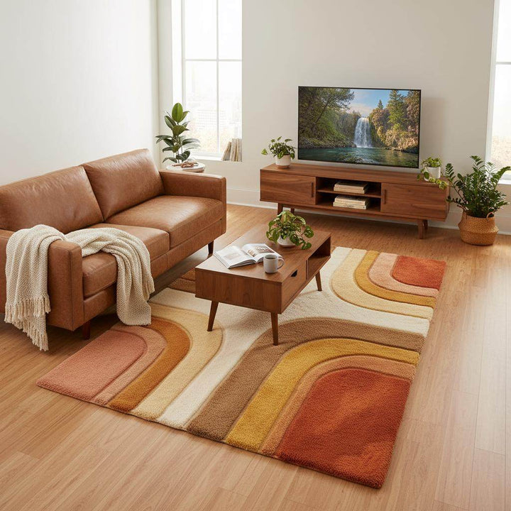 Translation missing: en.Detailed view of rug edge and curved pattern sections, showcasing clean finishing, smooth borders, and rich color transitions, helping buyers understand rug quality, thickness, and design definition