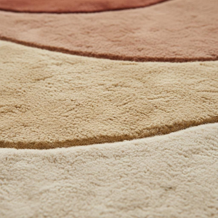 Translation missing: es.Abstract boho rug with earth tones and organic curves for modern living room decor