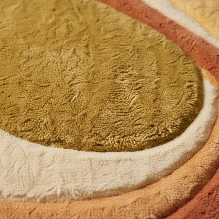 Translation missing: en.Boho area rug with mid century earth tone wave pattern and plush tufted texture