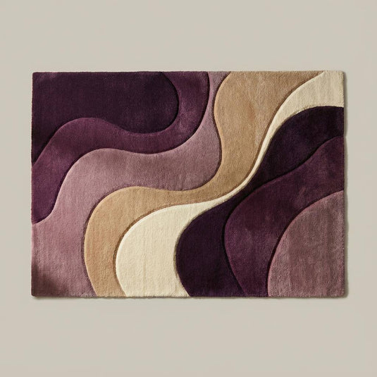 Translation missing: es.Modern Abstract Rug with wavy pattern in neutral tones for stylish plush floor décor