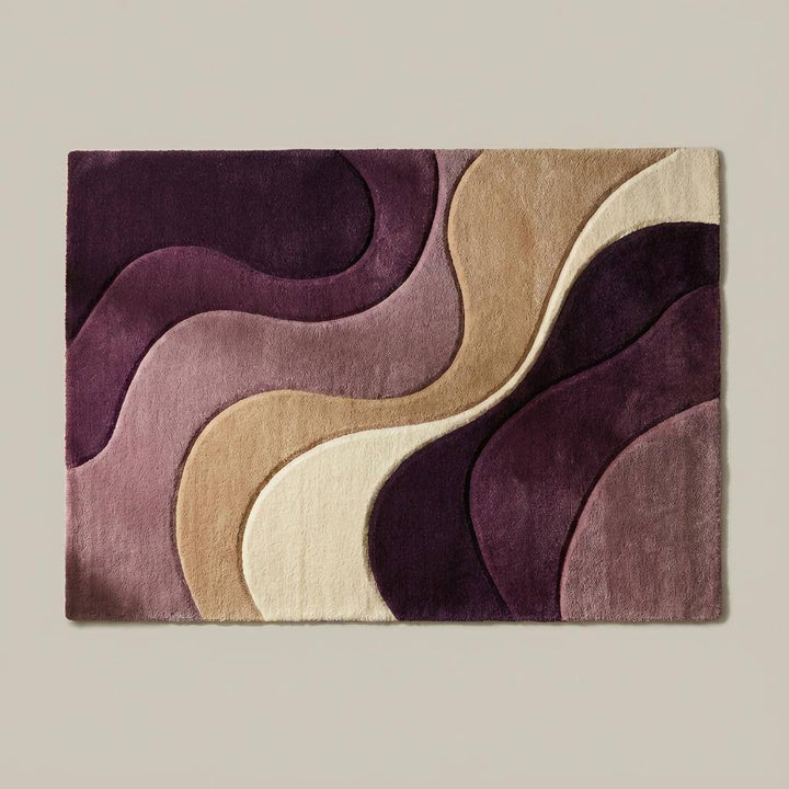 Translation missing: en.Modern Abstract Rug with wavy pattern in neutral tones for stylish plush floor décor