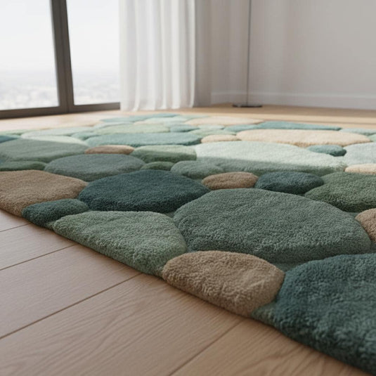 Translation missing: es.Soft green pebble pattern rug with hand tufted plush texture for living room and nursery decor