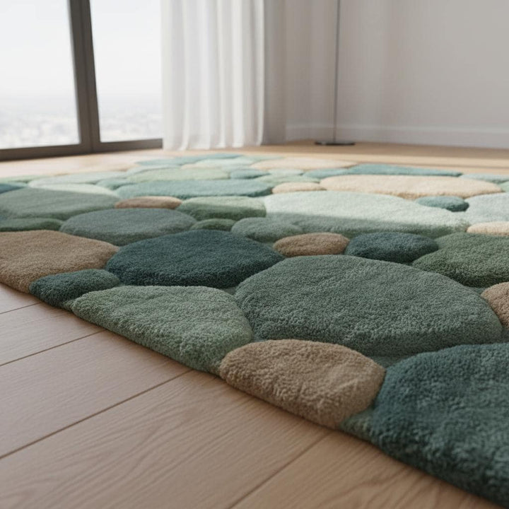 Translation missing: es.Soft green pebble pattern rug with hand tufted plush texture for living room and nursery decor