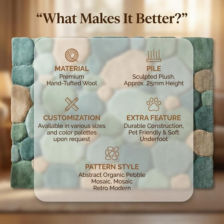 Translation missing: es.Soft green pebble pattern rug with tufted plush texture for living rooms and nurseries