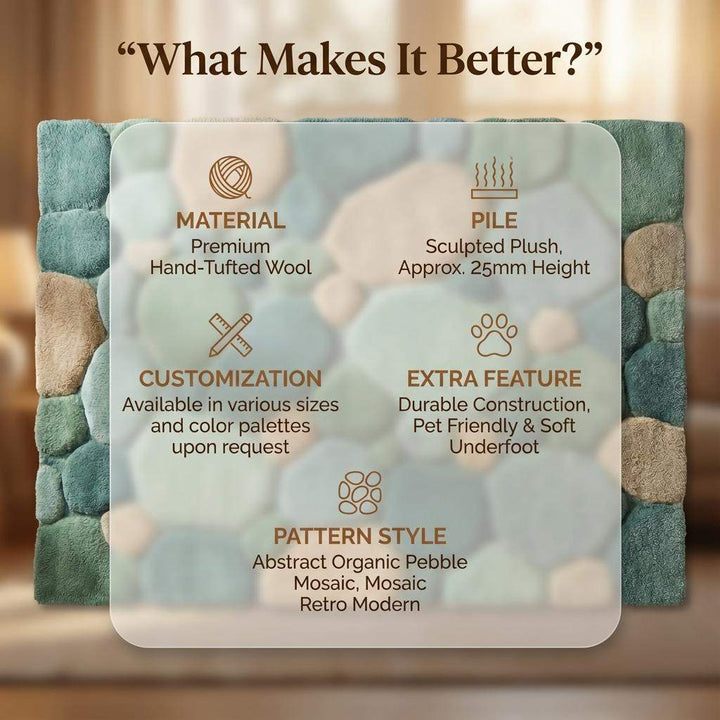 Translation missing: es.Soft green pebble pattern rug with plush tufted texture for living room and nursery