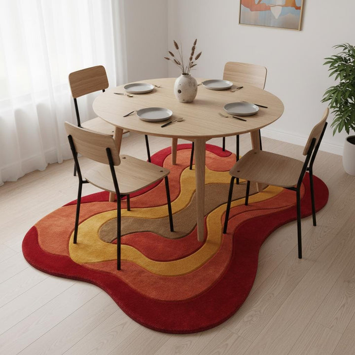 Translation missing: en.Retro wavy area rug with plush soft pile and 70s style abstract organic shape design