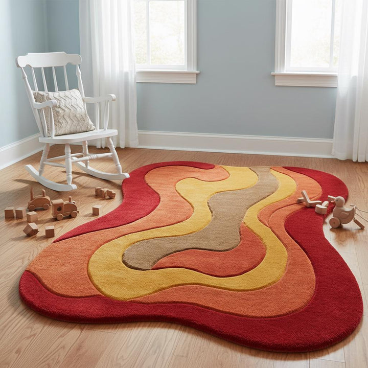 Translation missing: en.Retro wavy area rug with plush soft pile and vibrant 70s abstract design