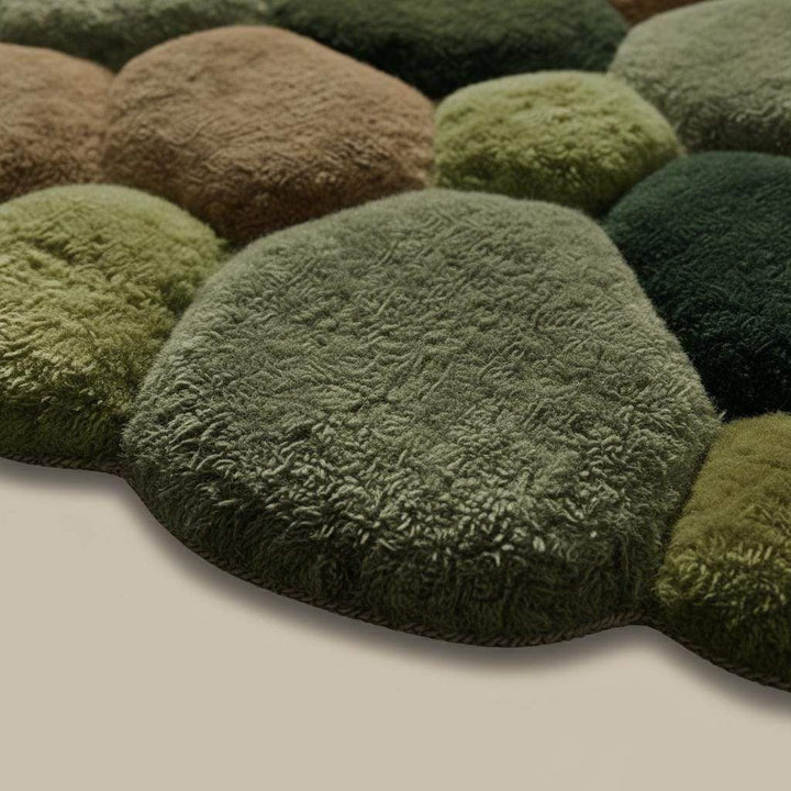 Translation missing: en.Soft textured moss rug with 3D pebble design for modern organic home decor