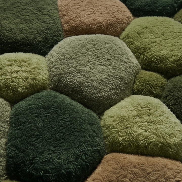 Translation missing: en.Soft textured green moss rug with 3D pebble design for modern organic floor decor