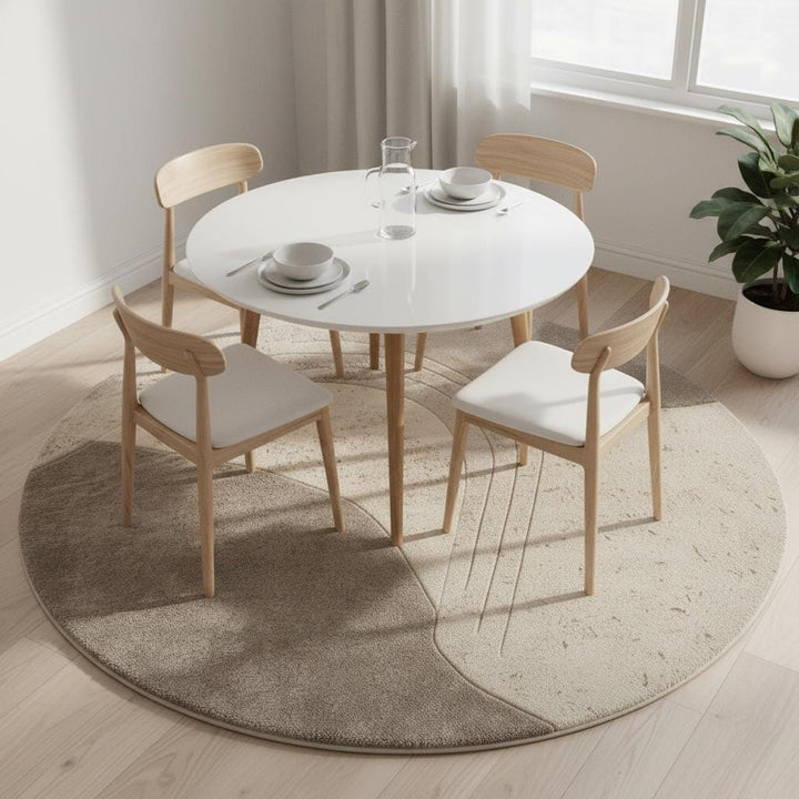 Translation missing: es.Neutral sculpted wool rug with textured surface for minimalist living room decor