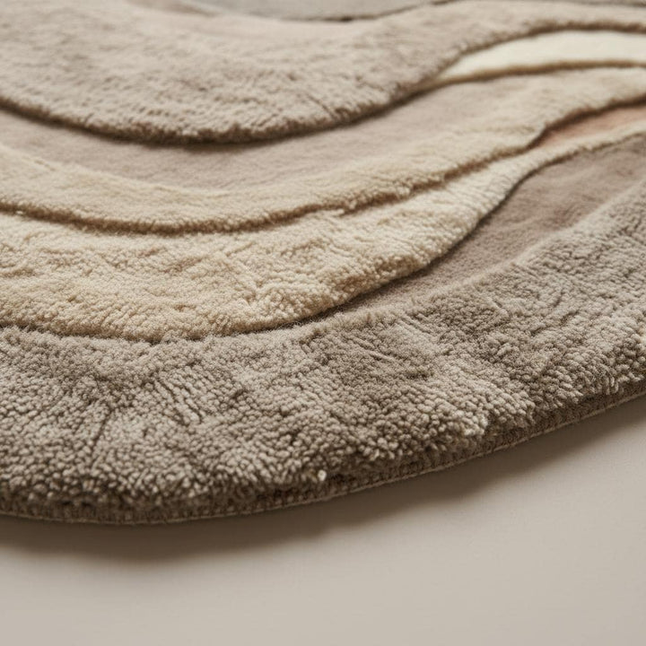 Translation missing: en.Organic wavy area rug in neutral beige with textured layered design and soft plush surface