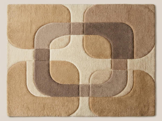 Translation missing: en.Neutral geometric area rug with plush texture and organic shapes, perfect for modern and Scandinavian home decor