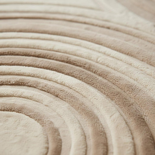 Translation missing: es.Modern neutral area rug with beige sculpted circle texture, soft plush and durable carpet for minimalist and Japandi style rooms