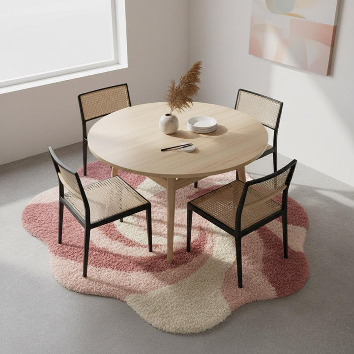 Translation missing: en.Plush abstract pink rug with curved organic design adding warmth to a contemporary interior