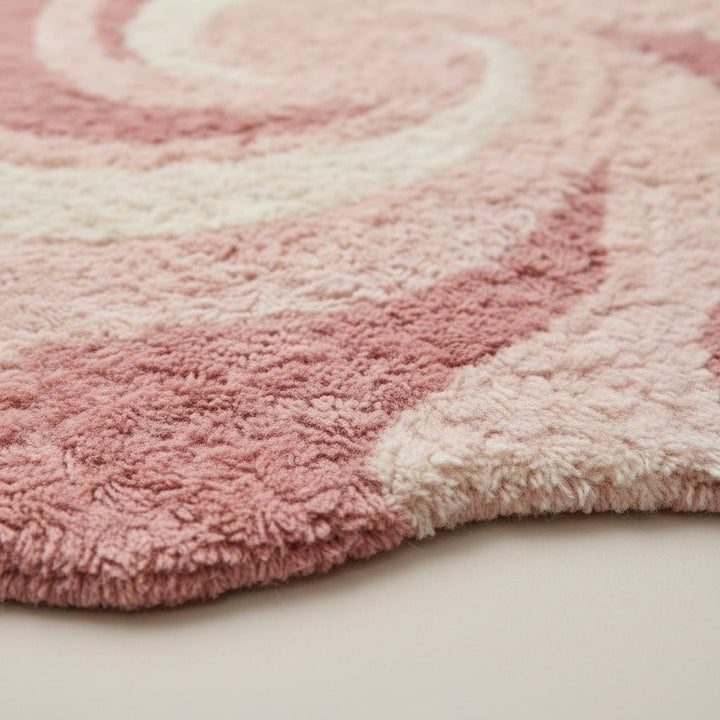 Translation missing: en.Close-up detail of a handmade tufted rug showing textured wool and stitching