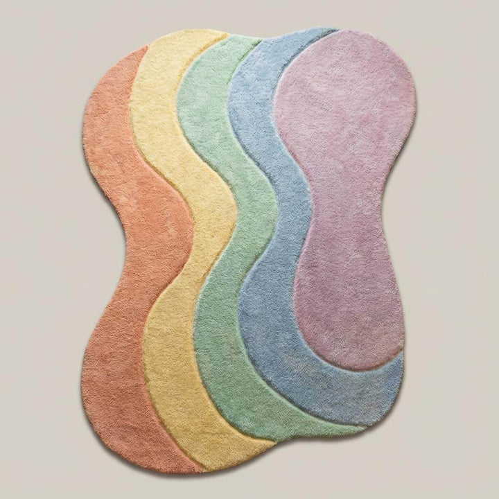 Translation missing: en.Soft pastel boho rug with curved silhouette for bedroom or nursery