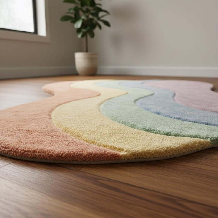 Translation missing: en.Modern dopamine décor pastel area rug with organic flowing design