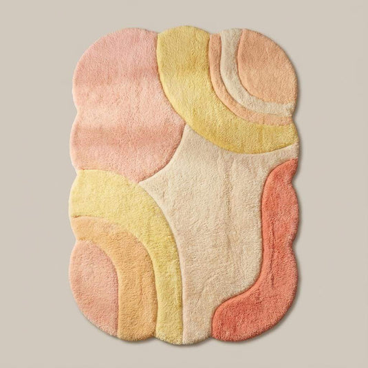 Translation missing: es.Plush tufted area rug featuring sculptural abstract design and soft pastel colors, perfect for modern boho living room decor