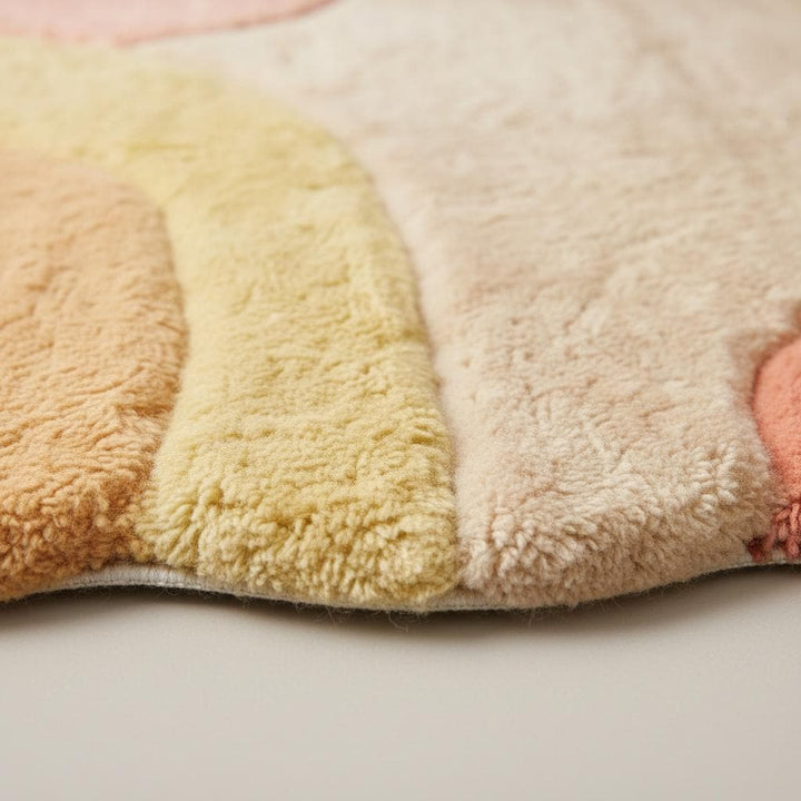 Translation missing: es.Abstract boho area rug in pastel colors with organic shape and plush tufted texture