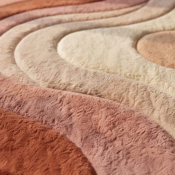 Translation missing: es.Modern boho area rug with abstract wave design in earth tones for living room decor