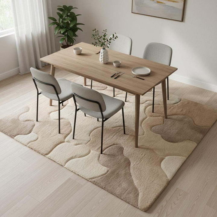 Translation missing: es.Minimalist beige area rug with plush texture styled in a contemporary home setting