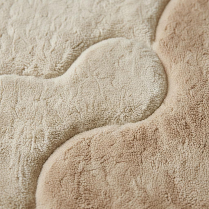 Translation missing: en.Organic area rug with plush high pile and sculpted pattern in neutral beige ivory tones for modern minimalist interiors