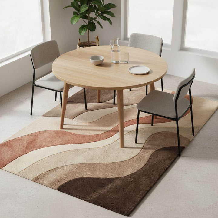 Translation missing: en.Abstract neutral area rug with plush cozy texture and modern earth tone wave pattern