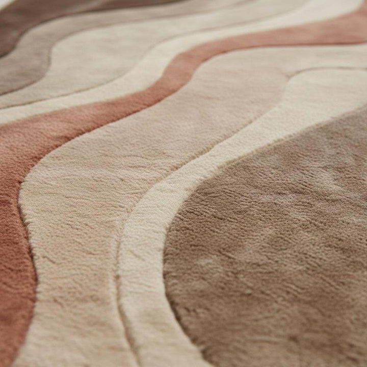 Translation missing: en.Abstract neutral area rug with earth tone colors and plush cozy texture for modern minimalist decor