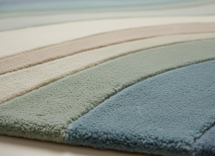 Translation missing: es.Modern abstract rug with blue green wave pattern and soft plush texture for living room