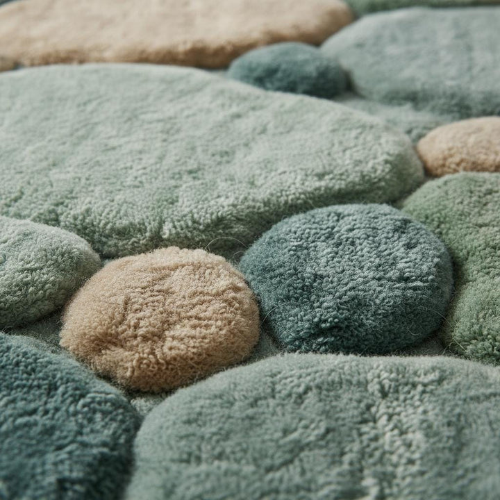 Translation missing: es.Soft green Pebble Pattern Rug with hand tufted plush texture for living rooms and nurseries